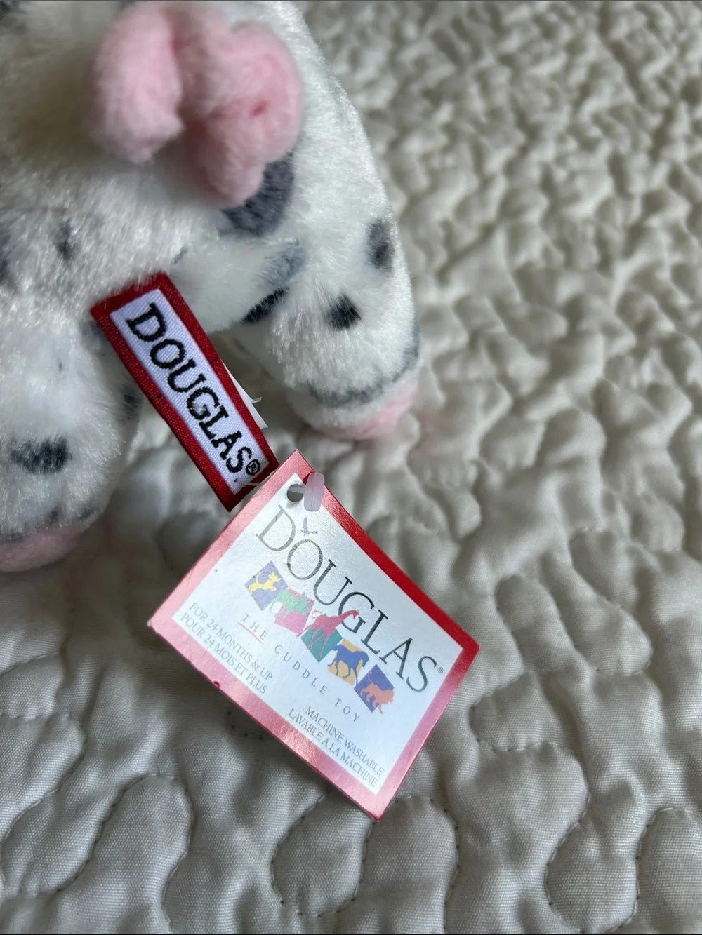 Douglas Plush Spotted Piglet Toy - White & Pink